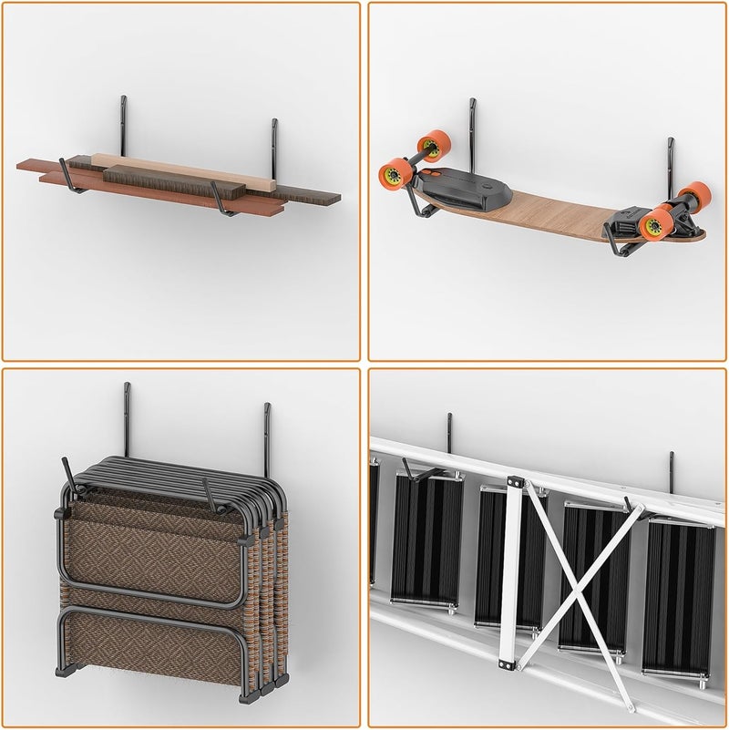 TORACK Kayak Storage Rack, Kayak Wall Mount for Garage Indoor/Outdoor Lightweight Kayaks Holders for Surfboards, Skis, Snowboards, Paddle Boards Holds Up to 50 lbs(Pack of 6) - Image 5